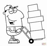Coloring Moving Pages Clipart Mover Construction Clip Man Box Boxes Delivery Worker Tool Distribute Work sketch template
