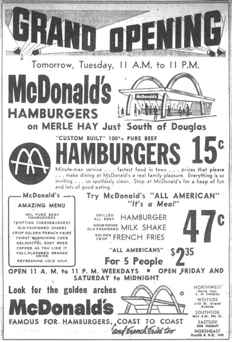 des moines register ad for grand opening of original mcdonald s on