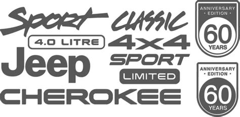 vector jeep cherokee xj badges sport limited  anniversary etsy