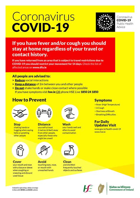 coronavirus covid  public health advice update   department  health comhairle
