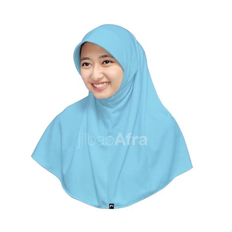 jilbab bergo warna biru voal motif