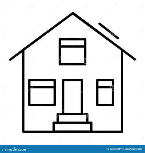 suburban house thin  icon house exterior vector illustration