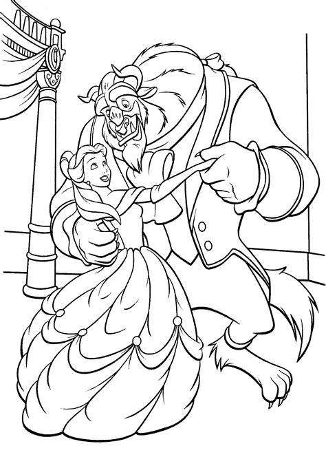 beauty   beast dancing coloring pages  kids printable