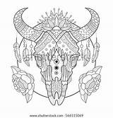 Skull Coloring Drawings Adult Sketch Buffalo Steer Pages Cow Tattoo Template Book Stencil sketch template