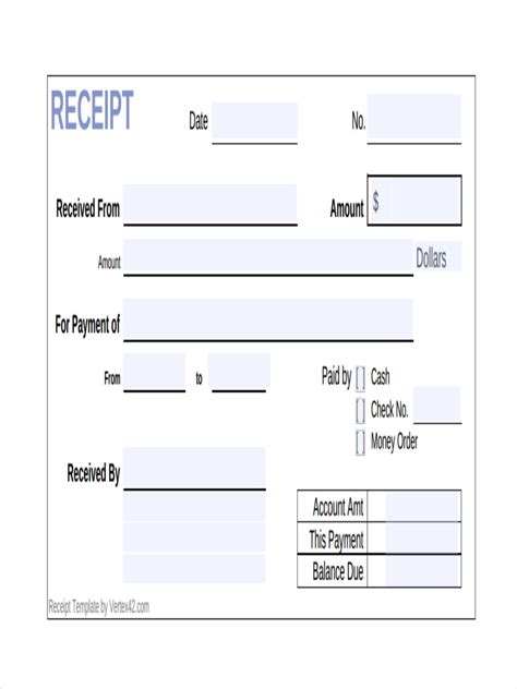 standard receipt forms   ms word excel