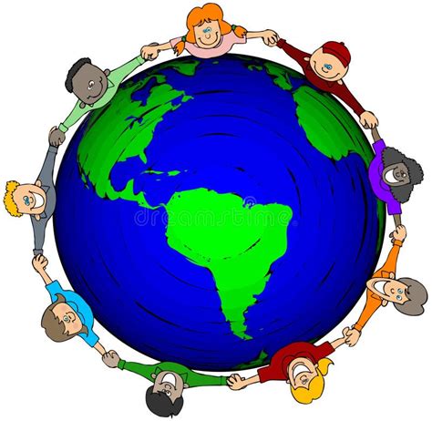 kids world stock illustration illustration  join continent