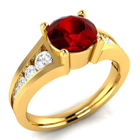 3 22 Ct Round Ruby And Topaz 18k Yellow Gold Over Sterling Engagement