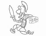 Soldier Roman Running Coloring Coloringcrew sketch template