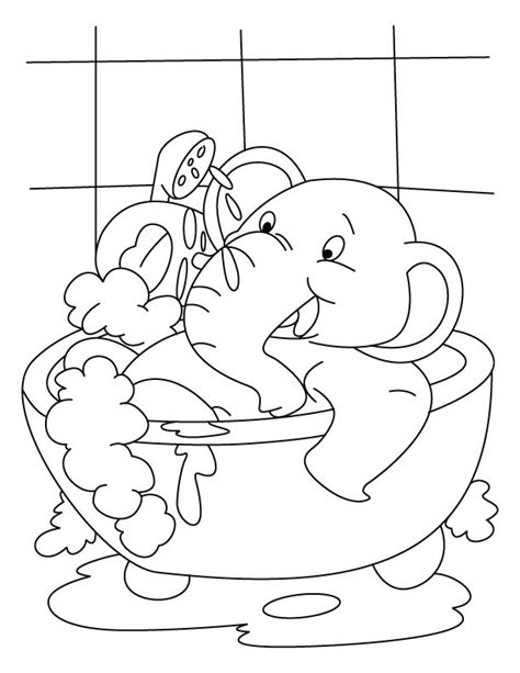 elephant  bath   tub coloring page   elephant
