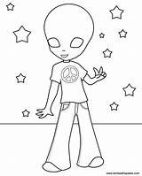 Alien Coloring Pages Hippie Printable Kids Print Cute Cool Adults Aliens Template Color Hippies Cartoon Version Bestcoloringpagesforkids Toy Top Peace sketch template