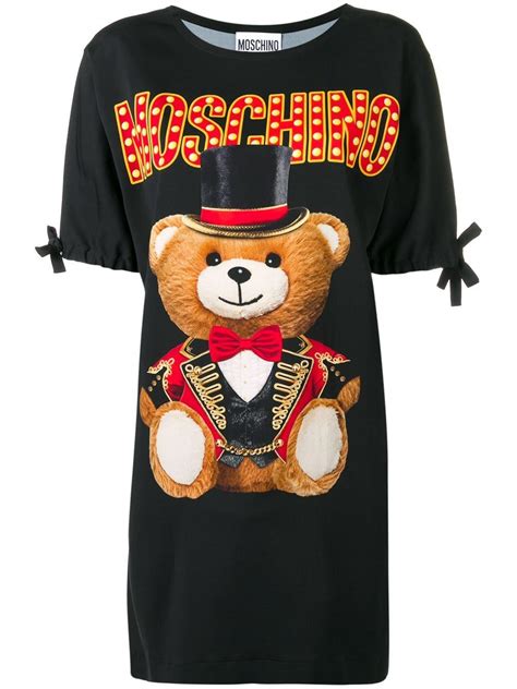 moschino circus teddy bear t shirt dress in black lyst