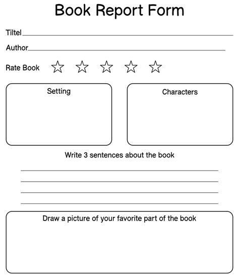 printable kindergarten book report form printable forms