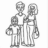 Coloring Family Father Mother Clipart Drawing Kids Son sketch template