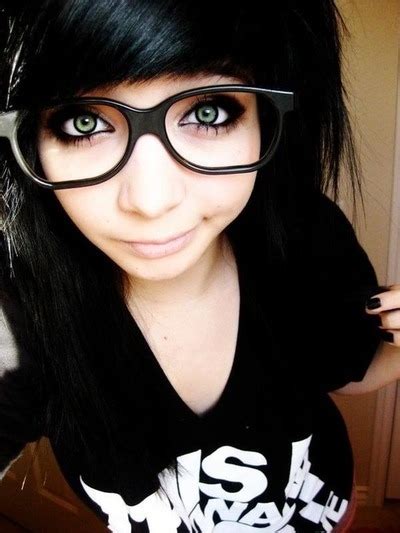 black black hair emo girl glasses image 139854 on