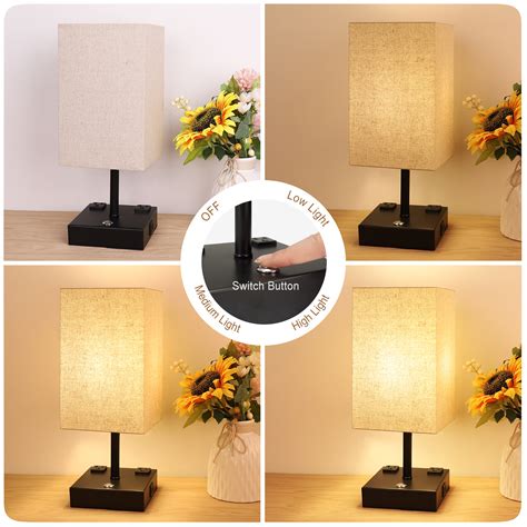 touch table lamp   dimmable touch lamp bedside lamp   usb charging ports   ac