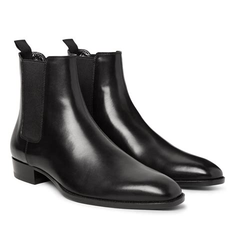 saint laurent polished leather chelsea boots  black  men lyst