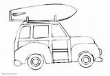 Coloring Pages Surfboard Car Carry Printable Kids sketch template