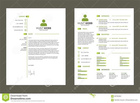 cv resume curriculum vitae green color  tag template resource stock