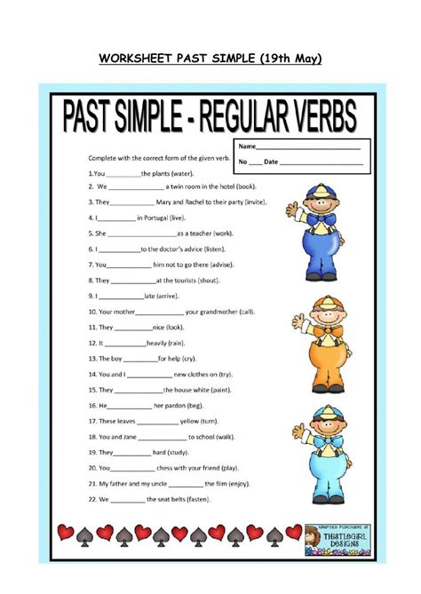actividad de past simple regular verbs
