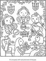 Coloring Pages Tea Party Princess Colouring Color Sheets Print Adult Book Birthday Cook Girls Parties Adults Dover Publications Welcome Monica sketch template