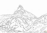 Swiss Matterhorn Kleurplaat Alps Kleurplaten Berglandschap Alpen Switzerland Coloring sketch template