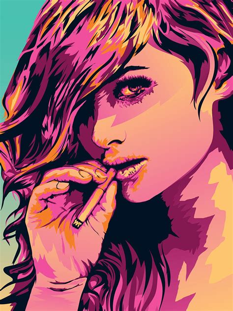 pop art sexy girl smoking cigarettes illustration