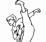 Karate Kick Coloring Coloringcrew Gif sketch template