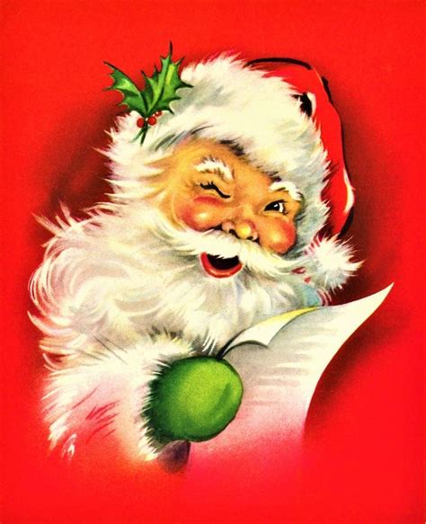 vintage santa print  christmas illustration retro santa claus