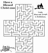 Maze Christmas Mary Joseph Christian Bethlehem Activities Help Kids Sunday School Games Bible Mazes Activity Jesus Printable Children Pages Guide sketch template