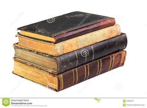 stack of old books isolated on white royalty free stock
