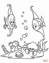 Coloring Fish Crab Pages Coral Printable sketch template