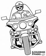Police Coloring Motorbike Motorcycle Policeman Color Printable Motorbikes Riding Print sketch template