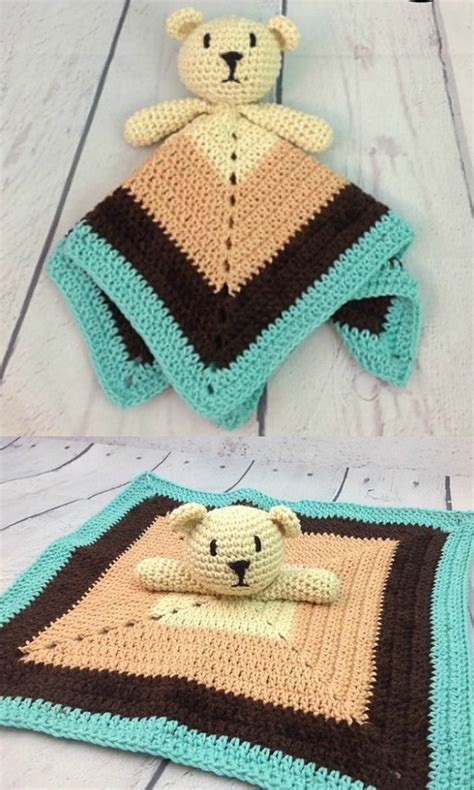 teddy bear lovey blanket  crochet pattern weave crochet