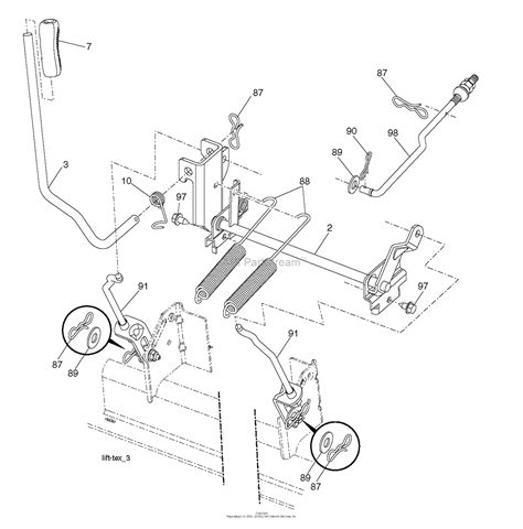 husqvarna ythk    parts diagram  mower lift deck lift