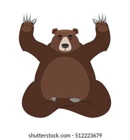 bear meditates beast yoga wild animals stock illustration