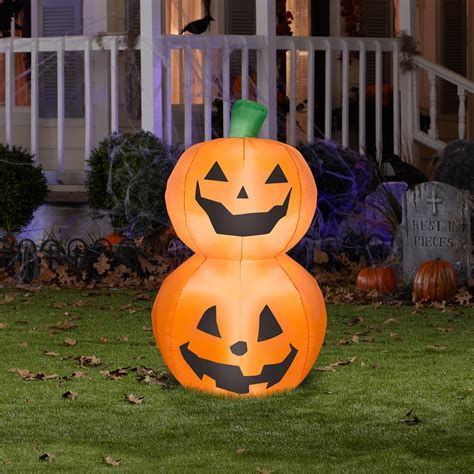 tall pumpkin duo stack halloween airblown inflatable walmartcom walmartcom