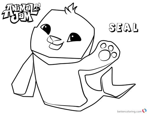 animal jam coloring pages seal  printable coloring pages