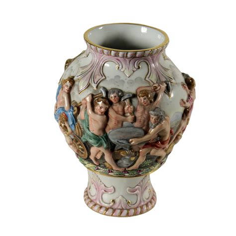 capodimonte ceramic vase manufactured  italy  century antiques fancy goods dimanoinmanoit