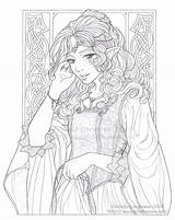 Coloring Pages Adults Lineart Adult Royalty Fairy Elf Colouring Elfes Printable Color Elven Kleuren Voor Volwassenen Sheets Meadowhaven Fantasy Books sketch template