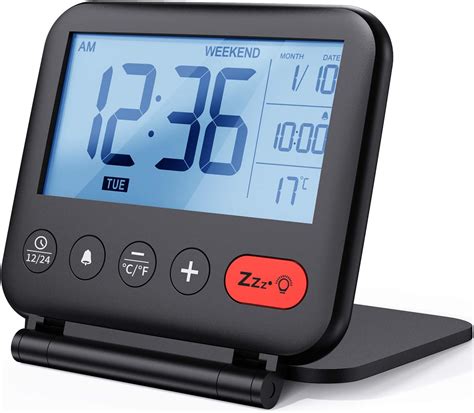 noklead digital travel alarm clock mini portable lcd display clock  backlight calendar