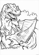 Pages Rex Coloring Battle Color Dinosaurs Kids sketch template