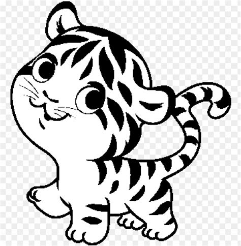 baby tiger coloring page tiger cartoon black  white png image