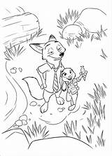 Zootopia Coloring Color Kids Pages Wilde Nick Hopps Judy Disney Print Beautiful sketch template