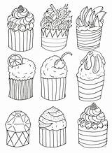 Coloring Cupcakes Pages Simple Cake Cup Adult Cakes Adults sketch template
