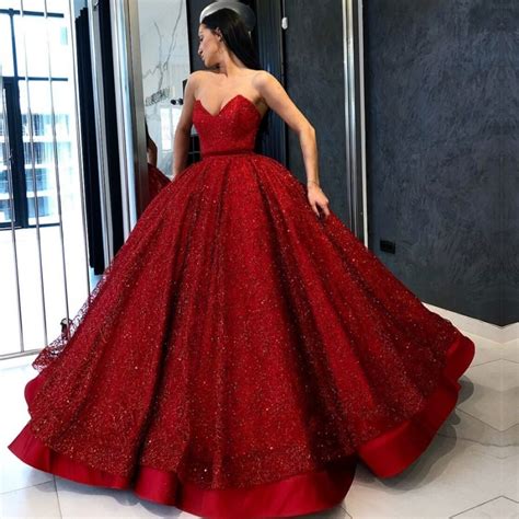 dark red lace sequins evening gowns v neck floor length ball gown