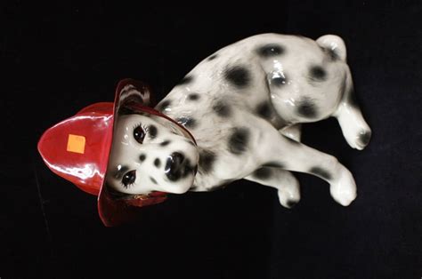 large hand painted porcelain dalmatian firefighter statue