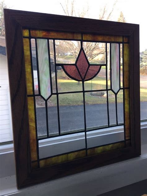 Arts And Crafts Stained Glass Window Panel With Oak Frame In 2021