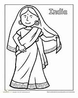Coloring Pages Cultural Kids Indian Traditional Diversity Clothing Colouring Dance Sheets Printable Worksheet Diwali Multicultural Omaľovánky Around India Color Alena sketch template