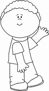 Clipart Boy Clip Waving Kids Cute Child Graphics Outline Cliparts Mycutegraphics Library Clipground Bot Playing sketch template