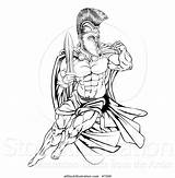 Gladiator Fighting Muscular sketch template